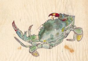 昔描いた日本画の蟹